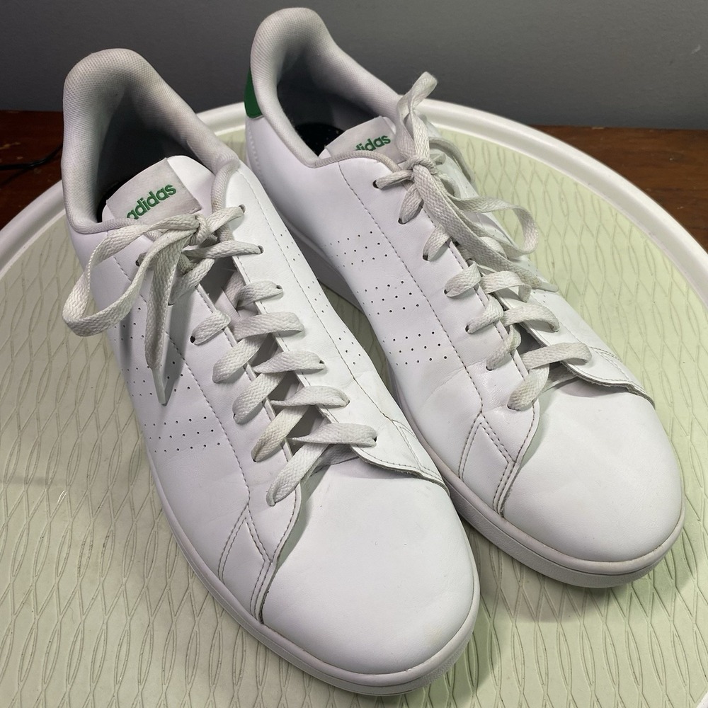 Adidas Men's Advantage Sneaker Tennis Shoe, Footwear White/Green,‎ US 13 UK 12.5